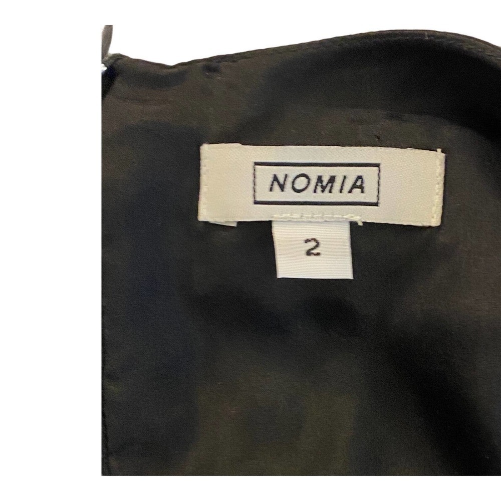 Nomia Dress Size 2 Black Silk Cutout with Mesh Tan Panels Short Sheath - Picture 11 of 12